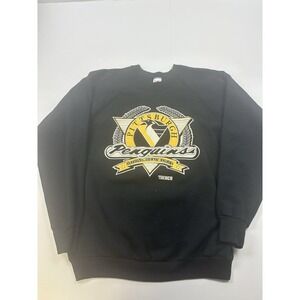 Vintage 90s NHL Pittsburgh Penguins‎ Hockey Sweatshirt Trench Sweater Size XL
